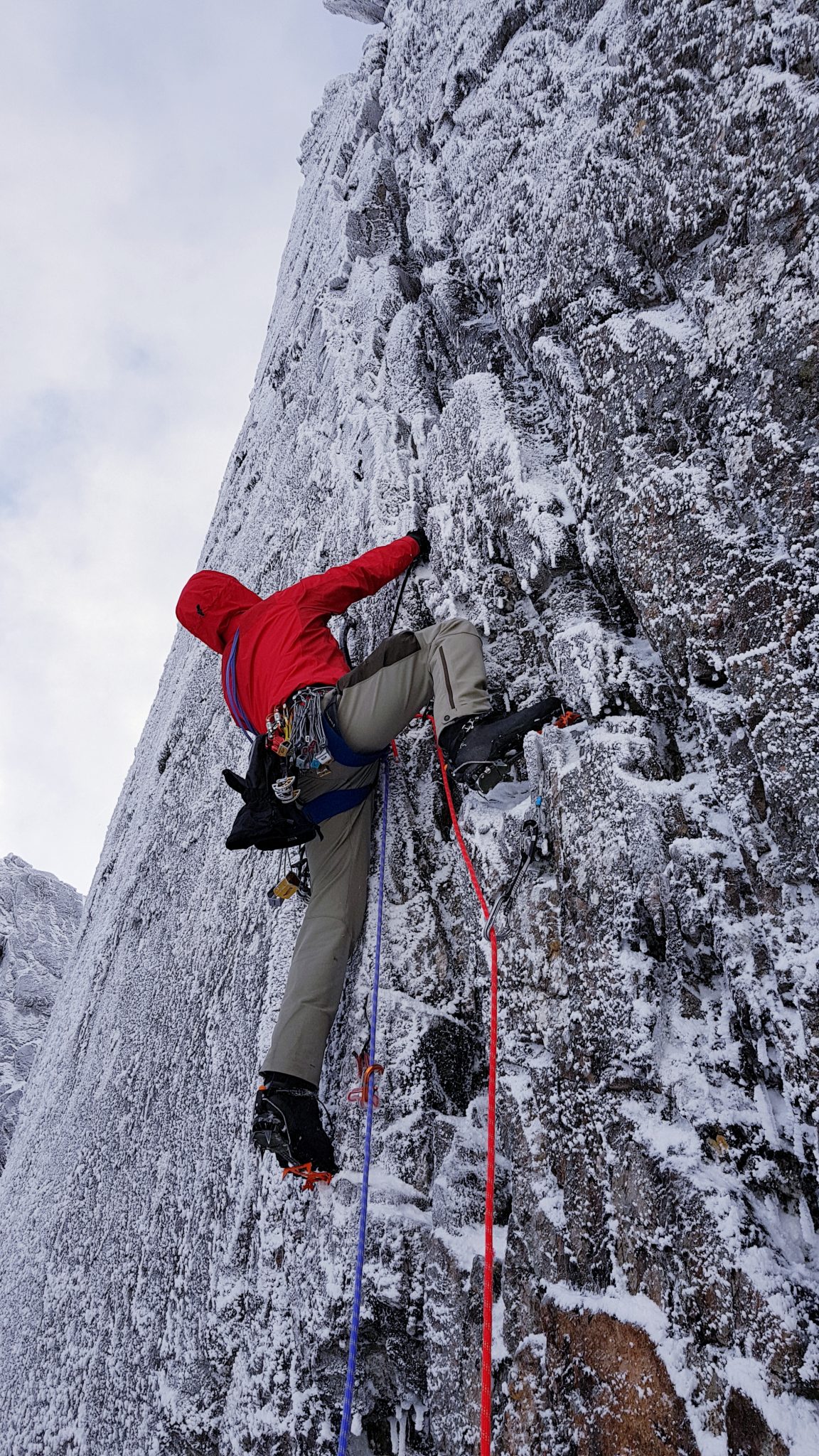 Winter climbing Ben Nevis CIC Hut (1) Winter climber on Ben Nevis North Face near CIC Hut