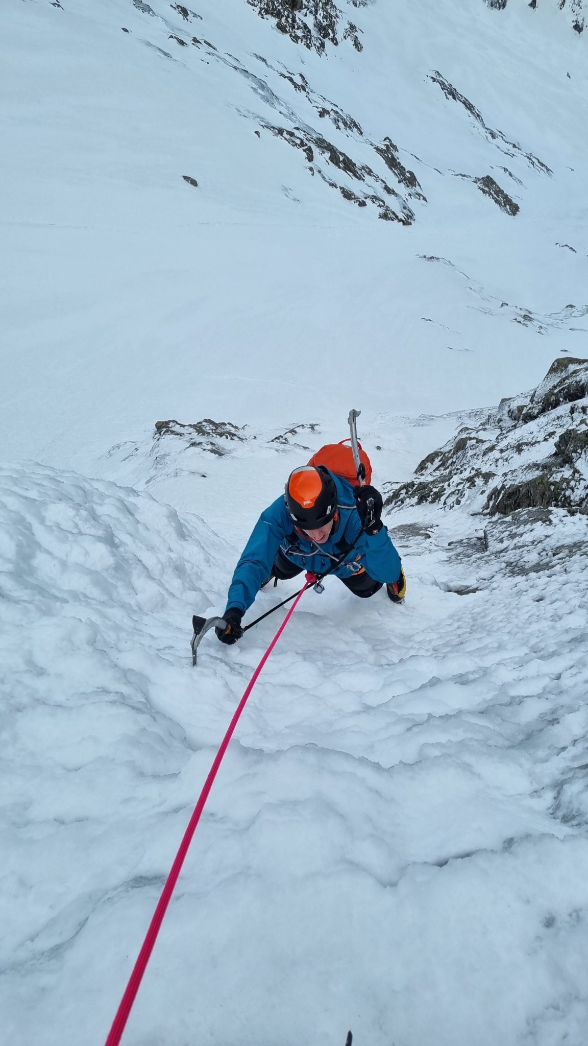 Winter climbing Ben Nevis CIC Hut (15) Winter climber on Ben Nevis North Face near CIC Hut